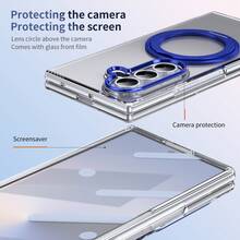 360 Degree Rotating Invisible Bracket Transparent Material Galaxy Z Fold 7/6/5/4 Phone Case, Includes Tempered Glass Screen Protector - Blue - View 4