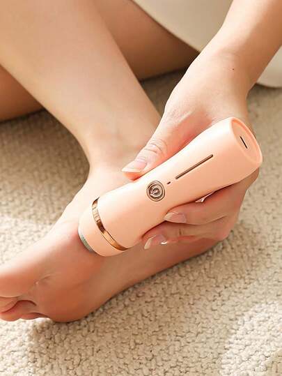 便携式电动足部去茧器，无线充电，两档速度可调，防水静音，带LED灯，包含3个替换滚轮头，适用于居家足疗、SPA护理、旅行足部护理，专业糖尿病足部护理工具