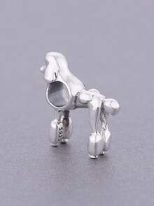 1 Piece Of Minimalist 925 Sterling Silver Animal Poodle Zirconia Inlaid Pendant Bead DIY Commemorative Neutral Birthday Gift - Silver - View 4