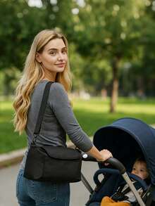 Hospital Delivery Bag,Stroller Bag,Multi-Function Diaper Bag With Detachable Shoulder Strap | Easy-Carry Baby Organizer With Multiple Compartments For Stroller & Travel | Durable Polyester, Black,Baby Essentials - Bags - View 3