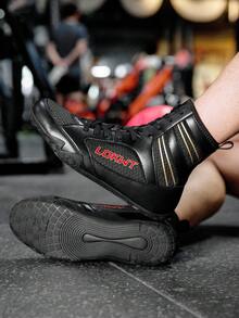 TACHUAN 1 Pair Men's High-Top Professional Boxing Shoes, Wrestling Training Boots, Muay Thai Kickboxing Shoes, Fitness Martial Arts Sneakers - Black and Yellow - View 6