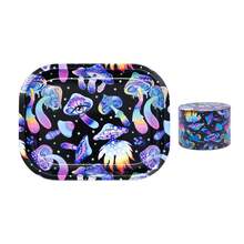 Multi-Functional Metal Rolling Tray, Specially Designed For Traditional Smoking Enthusiasts With Pre-Rolled Cone Design. Includes A Square Rolling Tray And A 50mm Grinder, Unique Patterns, Multiple Options, Decorative Tray, Ideal For Home Parties And Portable Tray Games. Household Gadget. Holiday Gift. - Multicolor - View 12