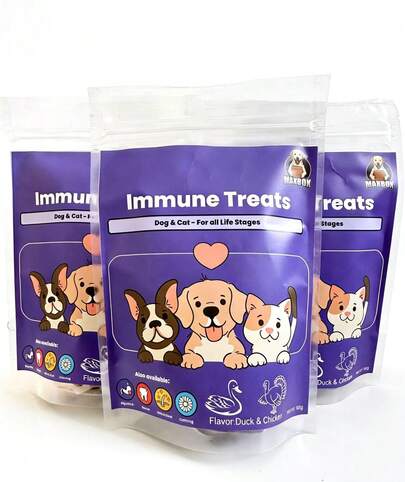 MAXBOX Premium Immune Support Functional Treats For Dogs & Cats - Grain-Free Duck & Chicken Recipe - With Beta Glucans & Nucleotides - Overall Health & Vitality - Triple Packages 3 X 100g