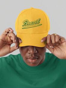 Embroidered Cap Brazil Urban Look Unisex Adjustable For Daily Use Gym Soccer World Cup Carnival Beach - Yellow - View 7