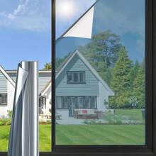 1 Roll - Silver One-Way Privacy Window Film, Anti-UV Thin Glass Sticker, Anti-Glare Office Glass Sticker, Daytime Privacy, Non-Peeping At Night, Self-Adhesive PET Material Sticker, Strong Adhesiveness And Won't Fall Off - Double-sided Silver - View 9