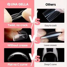UNA GELLA Short Almond Nail Tips, 504PCS Long Lasting Short Almond Soft Gel Full Cover Nails Tips False Nails Acrylic Gelly Tips Acrylic Nail Extensions Press On Nails, 12 Sizes - 短杏仁 - 查看 5