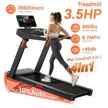UMAY 18% Auto-Incline Treadmill, Foldable Home Treadmill With 3-Level Adjustable Height And Quiet 3.5 HP Motor, Max. 400LBS - US B Type Plug(110-127V) - View 3