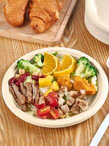 50/100/150pcs Brown/White Round Paper Plates, 100% Compostable, Sugarcane Plates, BPI Certified Bagasse Tableware, Suitable For Daily Meals, Parties, Weddings, BBQs - Brown - View 6