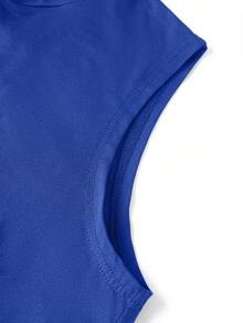GRDR Camiseta de tirantes casual y versátil de unicolor con capucha y cordón para hombre - azul real - Ver 7