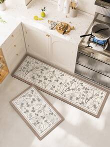 DAJIANG 1 pieza Alfombra de cocina vintage estilo bohemio, con respaldo de goma antideslizante, alfombra de cocina lavable, alfombra de cocina gruesa, adecuada para pasillo, lavandería, decoración navideña - Multicolor - Ver 3