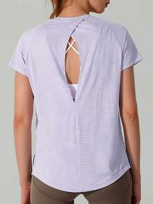 Women's Summer Breathable Cover-Up Quick-Drying Loose Short-Sleeve T-Shirt - Purple - View 8