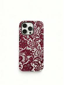 Fashion Phone Case - Lace Pattern Phone Case Compatible With Apple 11, 15, 14, 13, 16PM, 17 Series | Typesetting Phone Case Aesthetic Phone Case | Street Style Phone Case | Shock-Proof Protection | Gift For Young Girls - Multicolor - View 1