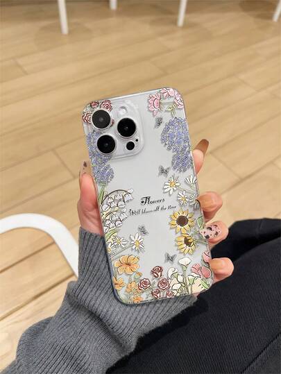 Transparent Thickened Anti-Drop UV Painted TPU Phone Case With Minimalist Cute Floral Patterns Like Rose, Tulip, Sunflower, Daisy, Compatible With Iphone17/Air/17Pro/17Promax, IPhone16/16Plus/16Pro/16Promax, IPhone15/15Plus/15Pro/15Promax, Galaxy S25 Ultra, S24 Ultra, S22, S21 Ultra, S21 FE 5G, S23, S23+, S23 Ultra, S24, S21 Ultra Series. It Provides Lens Protection And Can Be Used As A Protective Cover, Making It A Great Gift For New Year, Christmas, Halloween Or Valentine's Day.