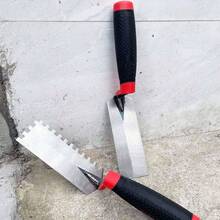 Juego de herramientas para azulejos de hormigón, paquete de 2 paletas de margen planas y cuadradas de acero al carbono, herramie - Ver 3