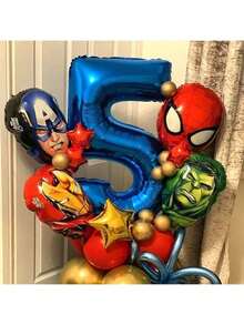 Marvel 1套/5个 超级英雄铝箔气球 蜘蛛侠玩具 生日主题派对装饰 迎婴派对 1岁生日 钢铁侠气球 新年礼物 情人节礼物 复活节礼物 - 查看 2