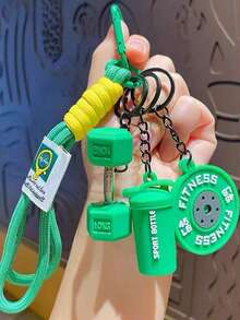 PVC健身挂绳钥匙扣，哑铃杠铃装饰吊坠，包包挂饰及珠宝配饰，Y2K女孩及朋友礼物 - 彩色 - 查看 11