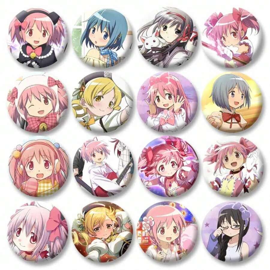 Broches de, figura de Anime Madoka Kaname Homura Akemi, insignia de Cosplay, mochila, alfileres de botón para ropa, regalos UZHA - estilo-27 - Ver 1
