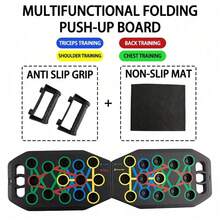 Multi-Function Push-Up Board Set - Foldable Push-Up Bar System With Color-Coded Muscle Training Zones, Non-Slip Handles - Home Gym Equipment For Chest, Back, Arms, Shoulders - Black - 1 Set - View 4