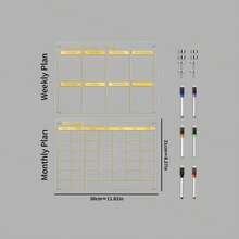 1pc Magnetic Acrylic Dry Erase Board (6 Whiteboard Markers Included), Magnetic Transparent Hanging Calendar Memo Board, Home Planning Display Board, Erasable Magnetic Glass Writing Board - I - View 21