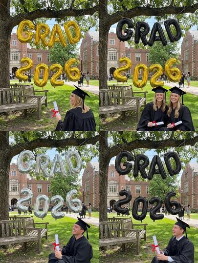 8pcs/Set Graduation Party Decorations Balloons, 16 Inch GRAD 2026 Letter Foil Balloons (4 Color Sets), Suitable For 2026 Graduation Party Decorations, Commencement Ceremony, Class Of 202026 Graduation Celebration Props