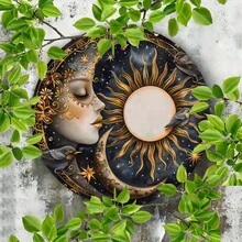1pc Vintage Sun And Moon Metal Wreath Sign - 8x8 Inch Rust-Proof Wall Decor For Living Room, Home, Cafe, Apartment & Restaurant | Perfect Gift For Mother's Day, Birthday, Graduation, Aesthetic Room Decor, Wall Art, Housewarming Gift,Room Decor,Halloween Decor,Home Decor,Bathroom Decor,Bedroom Decor,Kitchen Decor,Wall Decor,House Decor, Room Decoration Stuff,Living Room Decor - Wall Decor Plaque, Music Room Decor -  Retro Kitchen Decor, Pre-Drilled Holes, Random Hole Style - Metal Wall Art, Tin Signs, Vintage Metal Signs, Retro Wall Decor, Rustic Metal Art, Cool Metal Signs, Man Cave Decor, Garage Signs, Classic Metal Art, Unique Wall Art - Nhiều màu - Xem 6