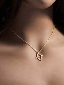 1 pieza Collar con colgante en forma de flecha de Cupido gótico, regalo de joyería para hombres y mujeres - Dorado - Ver 5