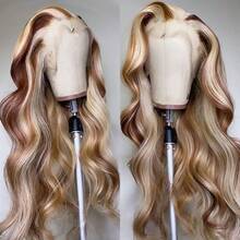 Blonde Highlight Lace Front Wigs Human Hair Body Wave 13X4 Hd Lace Frontal Wigs Human Hair Honey Blonde Colored Water Wave Glueless Wigs Human Hair For Women Cosplay Wig - 強調 - 查看 1
