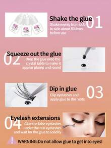 2pcs 12ml Professional Eyelash Extension Glue, Quick Drying, Waterproof, Long-Lasting 6-7 Weeks, Suitable For DIY Cluster Lashes And Semi-Permanent Sensitive Eyelash Extensions - Black - View 3