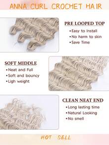 3pcs Anna Ombre Golden Twisted Synthetic Loose Deep Wave Braiding Hair Extensions, 24 Inch, Ombre Golden Twisted Crochet Curly Hair For Women - Multicolor - View 5