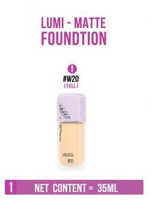 Maybelline LUMI-MATTE 粉底液 #W20 柔和米色 35ml/10ml，轻盈持久，透气成膜技术，防汗，打造自然哑光光泽，轻薄遮瑕，赋予肌肤微妙光泽，有效遮盖瑕疵，适合中性肤色，是初学者和日常使用的理想之选，是日常妆容的完美之选，也是送给女朋友的贴心礼物。 - W20 - 查看 13