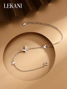 1pc S925 Sterling Silver Butterfly Zirconia Bracelet, Elegant Jewelry Accessory For Women, Spring/Summer, Gift For Mother/Girlfriend - Silver - View 1