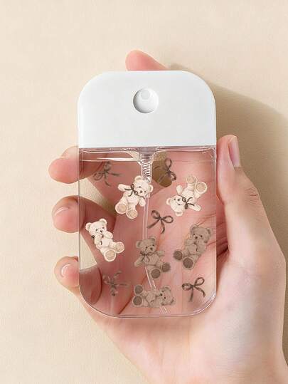 New Bow Teddy Bear Pattern Refillable Transparent PET Travel Spray Bottle, Suitable For Perfume, Makeup Remover, Toner, Moisturizer, Nail Polish Remover, Reusable, Travel Essential, Perfect Travel Accessory, Holiday Gift, Christmas Gift, New Year Gift For Teachers, Friends, Couples