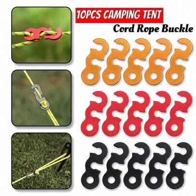 10pcs Tent Rope Adjuster, Adjustable Camping Tent Rope Buckle, S-Shaped Tensioner Fastener, Outdoor Camping Tent Accessories, Easy Assembly And Tent Setup, Lightweight Rope Adjuster, Suitable For Camping Tents, Portable Lightweight Outdoor Camping Gear, Suitable For Hiking And Camping Equipment, Camping Essentials, Metallic Finish, Grip Design, Rust-Resistant Structure