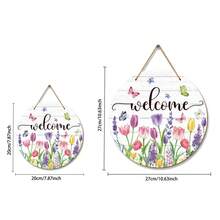 1 Stück Frühlings-Sommer Blumen Willkommensschild, Tulpen Holz Hängeschild mit Blumen und Schmetterlingen, geeignet für Haustore, Heimdekoration, Raumdekoration, Wanddekoration und Frühlings-Innen-/Außendekoration für Zuhause, Gärten und Büros - Mehrfarbig - Übersicht 9