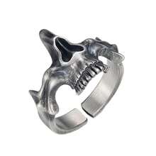 Anillos calavera negra y plata Retro, anillos calavera negra y plateada sofisticados, anillos góticos Punk geniales 1WLI - Sección para B - Ver 7
