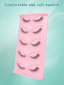 假睫毛 5对 短款纤细假睫毛 仿貂毛假睫毛 12mm 猫眼假睫毛 - 黑色 - 查看 3