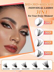 640pcs D-Curl Cluster False Eyelashes, DIY Makeup Essential, Large Capacity, Soft & Natural, Beginner-Friendly, Thick & Fluffy, Individual Lash Set, Long-Lasting & Dense, Mixed Styles, Suitable For Beginners & Daily Use, Applicable For Weddings, Parties, Cosplay & Music Festivals - 彩色 - 查看 5
