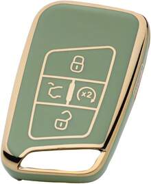 ¡RecomendadoFunda protectora para llave de coche para  VW 2023 2024 para Tiguan Golf GTI Atlas Jetta de suave TPU¡Top de Temporada - Dorado y Verde - Ver 5