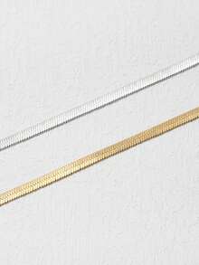1pc 30+5cm Choker Stainless Steel Herringbone Chain Minimalism Necklace Snake Chain Versatile Stacked Necklaces For Women Daily Wearing - Necklace - View 2