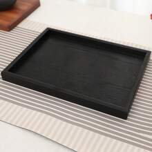 Black Wooden Rectangular Tray, For Tea Cups, Hotel, Salon, Wooden Plate, Square Coffee Tray - Black - View 5