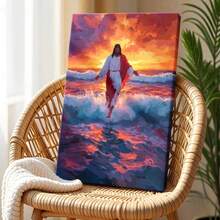 1pc Framed Wall Art, Wrapped Canvas Poster Vintage Prints, Easter Day Thanksgiving, Religious Figure, Water Scene, Dramatic Sky - Van Gogh, Impressionism, Expressionism, Bold Brushstrokes Style, Perfect Gift Decor, Wall Art for Living Room Bedroom Office, Hanging Hardware Included - Wrapped Framed Canvas, Vertical - Lienzo enmarcado - Ver 3