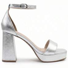 Women's Platform Sandal With 10cm Chunky Heel P106 - Bạc - Xem 3