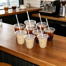 300 Sets Of Transparent Party Cups With Lids And Straws, 12/16/20/24 Ounces Plastic Portable Cups, Suitable For Holding Iced Coffee, Milkshakes, Homemade Lattes, Suitable For Carnivals, Fairs, Weddings, And Themed Parties. - View 6