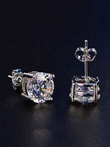 Pendientes de botón con diamantes de imitación cuadrados, exquisitos y clásicos para uso diario tanto para hombres como para mujeres, adecuados para novia, boda, fiesta, estilo hip-hop, regalo de joyería - Multicolor - Ver 11