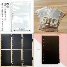 6山1組インデックス PP製20枚シール手帳リフィル 透明 剥離紙ポケット6穴 システム手帳 リフィルバインダー対応 A6手帳アクセサリー 2点セット ブラック - ブラック - チェックする 3