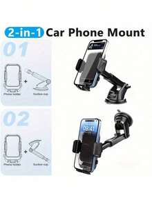 Universal Dashboard Car Phone Mount Holder With ABS Material, Adjustable 360° Rotation, Strong Suction Cup, Washable Sticky Gel Pad For Hands-Free Driving - Black - View 5