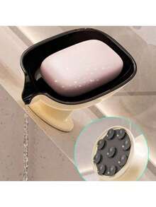 Suction Cup Soap Dish, Double-Layer Drainage Suction Cup Soap Holder, Bathroom Countertop Soap Rack, Oval Plastic Soap Dish With Drainage, Suitable For Bathroom, Removable And Easy To Clean Soap Tray, Hole-Free Countertop Sink Rack - Soap Box - View 5
