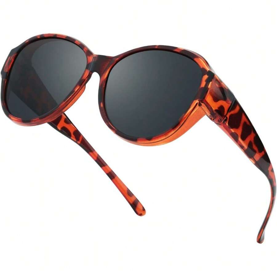 Polarised Fit-Over Sunglasses Women Round Frame Over Glasses With UV Protection - A03-tortoise - View 1