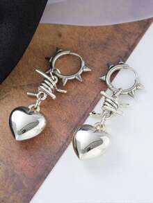 1对时尚荆棘星空心形耳环 欧美哥特朋克吊坠耳环 可爱垂坠耳环 - 耳環 - 查看 8