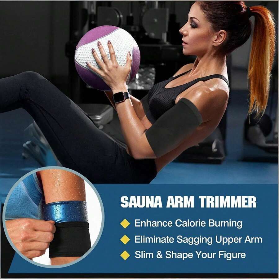 一对女士塑形排汗臂套，欧美跨境健身瑜伽运动臂套，防闷汗臂带防护装备 - 彩色 - 查看 1